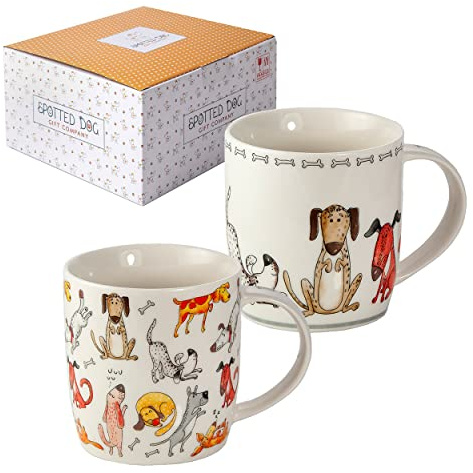 SPOTTED DOG GIFT COMPANY Hund Tassen 2er Tassenset 350ml Porzellan – Lustige Kaffeebecher & Kaffeetassen mit Hunde-Motiv | Geschenk für Hundebesitzer, Hundeliebhaber, Frauen & Männer