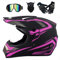 LEENP Professioneller Motocross-Helm, Herren Motorradhelm Cross-Helm Geschenk-Set mit Brille Maske Handschuhe, Motorrad Sports ATV MTB Quad Motorräder Off-Road DH Enduro-Helm Männer Damen,Pink,M