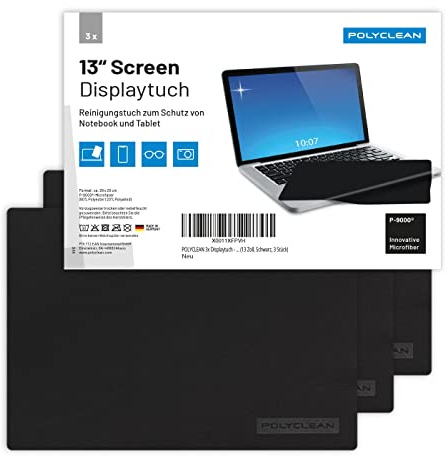 POLYCLEAN 13 Zoll Reinigungstuch für Displays (29x20 cm, 3 Stück)