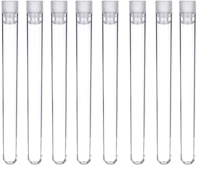 We Can Source It Ltd - Plastic Test Tubes wih Caps 20ml For Shots (150mmx16mm) Shot Glass Jager, Set of 10 Test Tubes with Lids