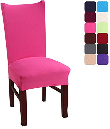 Chickwin Chickw1 Stuhlhussen 2/4/6/10 Stück Einfarbig, Modern Elastischer Stuhlbezug Abnehmbare Waschbar Für Hochzeit, Hotel, Bankett, Partys Deko Universal Grau Stuhlhussen (6 Stück,Pink)