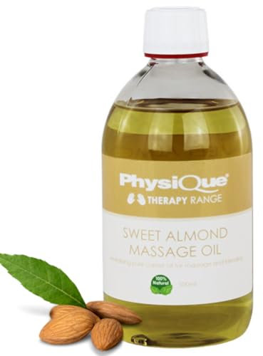 Physique Sweet Almond Massage Oil 500ml - Carrier Oil for Aromatherapy - for All Types of Massage - Good for Skin, Hair, Nails, Face, Body, Stretch Marks - Vegan, No GMO