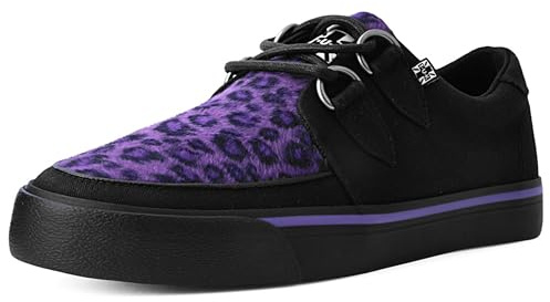 T.U.K. Black/Purple Leopard Lace-Up Creeper Sneakers US Women 7 / Men 5