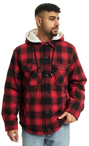 Brandit Lumberjacka med huva för män, med huva, svart/röd, XL