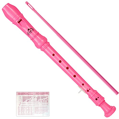 Eastrock Blockflöte Deutscher Stil Sopran Blockflöte 7-teilig für Anfänger mit Reinigungsstab, Fingertafel, Verpackungstasche, Daumenauflage, Rosa