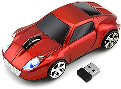 Aikchi Souris Optique 3D sans Fil en Forme de Voiture de Sport, 2,4 GHz 1000 DPI pour TSL (Rouge)