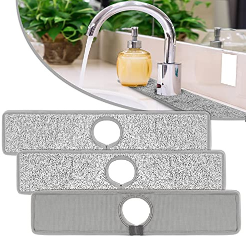 3 Pack Faucet Mat Splash Guard for Kitchen Sink, 18.5 x 4 Inch Faucet Handle Drip Catcher Tray Absorbent Mat for Kitchen, Bathroom, and RV