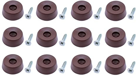 Füße aus halbweichem Gummi, rutschfest, für Stuhl, Tisch, Schneidebrett, Kiste usw. (Ø 22 x 8 mm. 12 Stück + 12 Schrauben, braun)