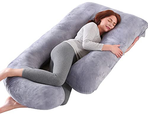 ShowyLive Schwangerschaftskissen Stillkissen XXL Seitenschläferkissen mit Waschbarem Bezug für Schwangere und Jedermann mit Hüft- oder Rückenschmerzen (145x70cm, Grau)