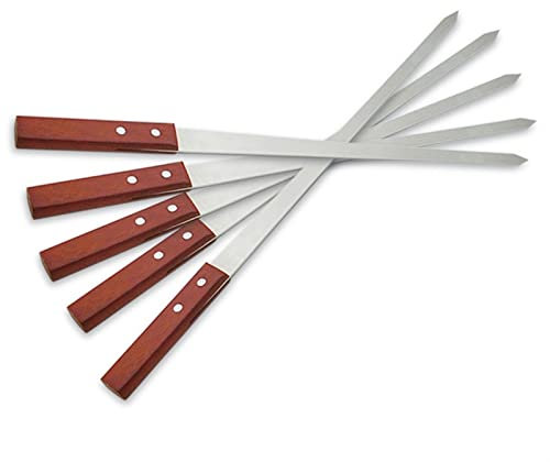 BORSAD Kebab-Spieße, BBQ Grillspieße, Wiederverwendbare Metallspießstöcke mit Holzgriff für BBQ, Cocktail, Shish Kabob
