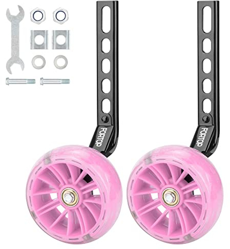 FORTOP Stützräder für Kinderfahrräder – Paar Schwerlast-Hilfsräder für 12–20 Zoll Ein-Gang Fahrräder – Stabilisationskit für Jungen & Mädchen (rosa, Größe)