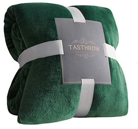 TASTHROW Coperta Vellutata in Pile, Morbida Coperta Plaid Divano Coperta Per Letto in Microfibra per Divano, Letto, Viaggi (Verde scuro, 130x180cm)