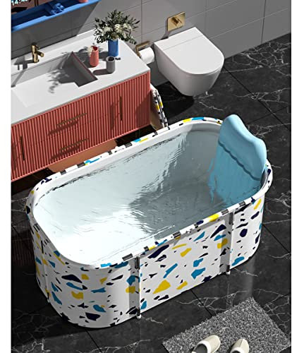 KLZUOPT Portable Bathtub Adult Portable Foldable Bathtub For 2 Persons, Large Family Soaking Bathtub For SPA, Efficiently Maintaining Hot & Cold Temperature Bathtub 120X60X55CM