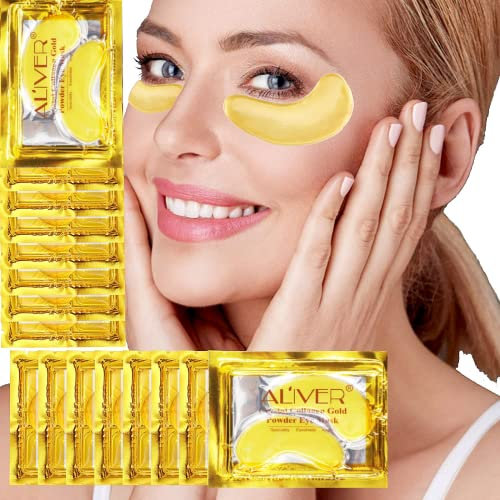 25 Paar Unter den Augenklappen, 24K Gold Augenmaske, Unter den Augenpads Gegen Augenringe Geschwollene Augen,Tränensäcke und Falten, Kollagen Unter den Augenmasken für Damen und Herren