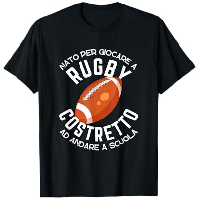 Nato per Giocare a Rugby Costretto ad Andare a Scuola Bimbo Maglietta