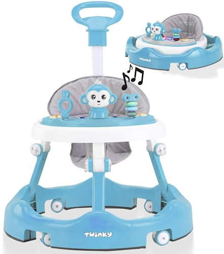 Twinky® Lauflernwagen mit Spielset & Bodenmatte - Robuste 4-fach verstellbare Vorschul-Lauflernhilfe - Ideal als Gehhilfe für die ersten Schritte Ihres Kleinen (Blau)