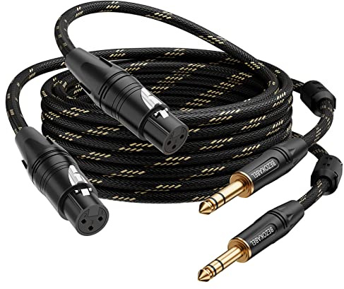 BEZOKABEL XLR auf 1/4 Kabel, XLR-Buchse auf 1/4 Kabel, 7,6 m, TRS auf 6,35 mm, 1/4 Zoll auf symmetrisches Mikrofonkabel, 2 Stück