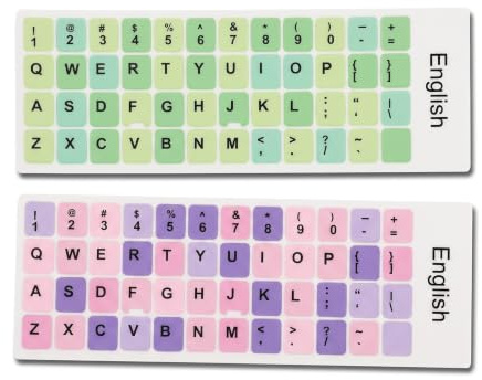 GOWENIC Keyboard Stickers - 2pcs English Colorful Laptop & Desktop PC Keyboards