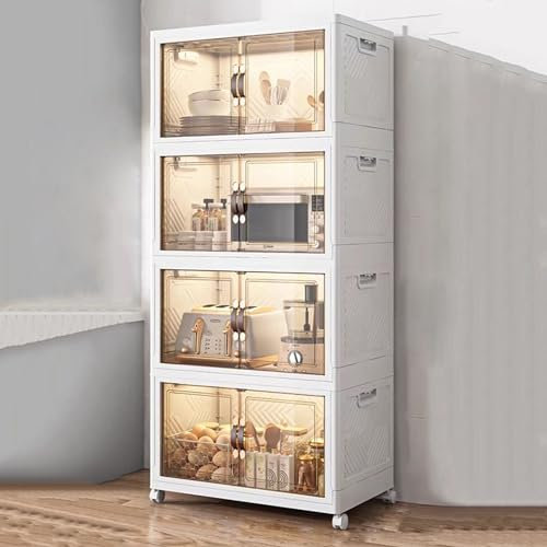 YUZES Küchenschrank,Aufbewahrungsschrank mit 4 Rollen, Mikrowellenschrank mit Tür, für Küche, Wohnzimmer, Schlafzimmer,Küchenregal (Size : 60x38x129cm)