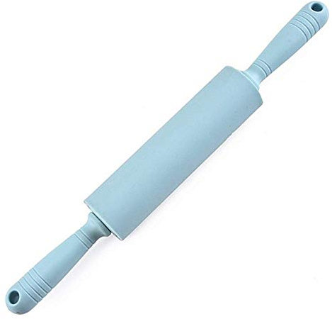 Rodillo de amasar de gel de sílice alargado azul para hornear antiadherente - 43x5,5 cm
