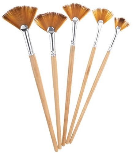 Nylon Fächerpinsel Pinselset,5 Stück Fan Pinsel,Fächerpinsel-Set,Künstlerpinsel Pinselset,Malen Künstler Pinsel für Kunst Acryl Aquarell Ölgemälde