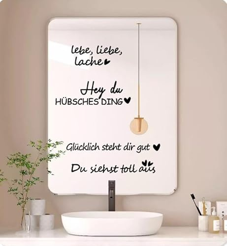 2PC Spiegel Aufkleber Badezimmer Dekoration Spruch Wandtattoo Sprüche Wandaufkleber für Zitate Wandsticker Fensterbilder Motivation Selbstbewusstsein Fördern Frau Deko Geschenk
