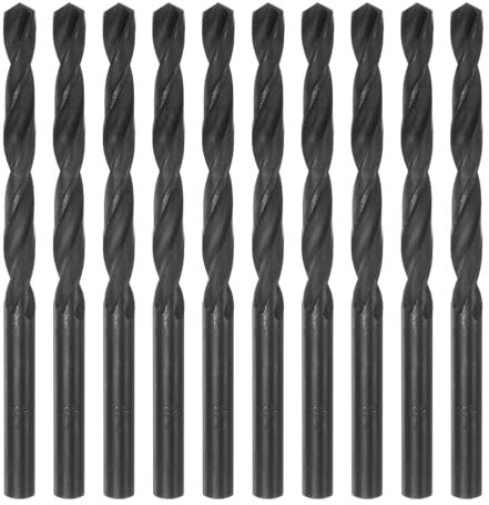 sourcing map 10pcs Jobber Drill Bits 7mm (9/32) Nitride Coated High Speed Steel (HSS) 4341 Twist Drill Bits for Stainless Steel Copper Aluminum Alloy Metal Wood Plastic, Black
