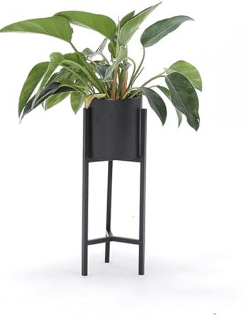 Tall Black Plant Stand 2 Tier Metal Plant Pots Stand for Indoor and Outdoor | Full assembly, foldable design, stable triangle structure, powder coated finishing, hardwearing and easy to clean