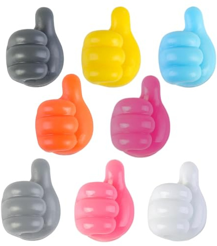 JYJLLM 16 Pcs Thumb Cable Clips, Thumbs Wall Hooks Self Adhesive, Cable Organiser Holders, Cable Tidy Clips, Stick on Hooks for Home Office Desk Data Cable