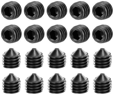 sourcing map Gewindestifte M8 x 8 mm, Karbonstahl, Kegelspitze, Innensechskant, Madenschrauben für Maschinen, Reparaturen zu Hause und Befestigungen, Schwarz, 20 Stück