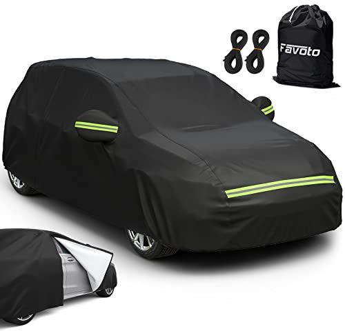 Favoto Hatchback Car Cover Waterproof - Custom Fit for Golf (2008-2024) All Weather for Automobiles Outdoor with Reflective Stripe Snow Sun Dust UV Protection Full Exterior Cover