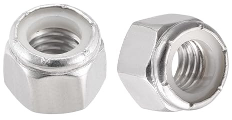 TA-VIGOR 10Pcs 1/2-13UNC Nylon Hex Lock Nuts, 304 Stainless Steel Nylon Insert Self-locking Nuts, Hexagon Threaded Nyloc Nut for Lock Washers Bolts Screws