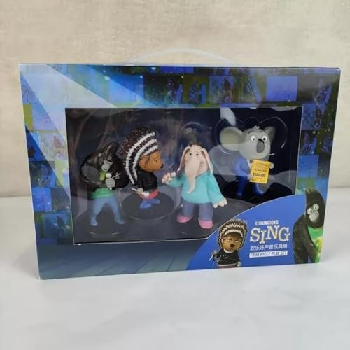 LZLYXZQ Sing Movie - Set of 4 PVC Johnny Figures 2-3 Inch Tall with Gift Box
