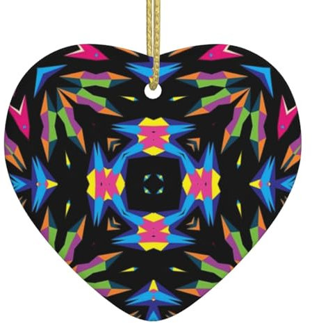 Keramik-Weihnachtsschmuck, Kaleidoskop, bunt, psychedelisch, Weihnachtsbaum, Herz, Ornament, hängende Anhänger, Dekoration, niedliche Weihnachtsdekoration, Weihnachtsgeschenke