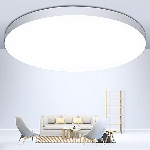 Ankishi Deckenlampe LED Deckenleuchte Flach Rund 60W 6500K Kaltweiß Badezimmerlampe Decke 4800LM Super Hell Wohnzimmer Lampe Decke,Led Deckenlampe für Küchen,Schlafzimmer,Flur,Keller（50 * 50 * 2.5CM）