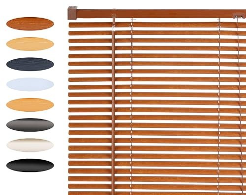 Lister Cartwright 25mm PVC Venetian Blinds Windows Blind Easy Fit Child Safety Included (Dark Wood Textured, 90 cm Width x 160 cm Drop)