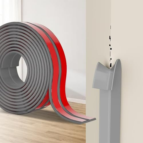 Protection Angle Mur Adhésif, Bandes Corniere en TPE, Plinthe Souple Épaisse en Forme de L Baguette Angle pour Murs, Portes, Cuisine, Fenêtres, Idéal pour Rénovations DIY (Gris, 2cm x 8M)