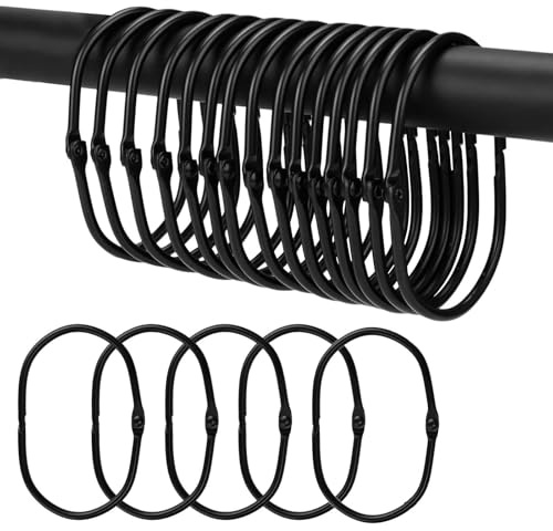 DIYCUT 20 Pièces Anneaux Rideau de Douche, Crochets Rideaux en Métal, Anneau Rideau Ovales, Extra Larges 67mm (2.64) pour Tringles à Rideaux, Rideaux DIY, Idéal pour Salle de Bain et Salon (Noir)