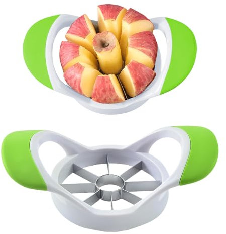 Paquete de 2 cortadores de manzana de acero inoxidable y cortador de cuñas de 8 y 12 rebanadas (verde 8 rebanadas)