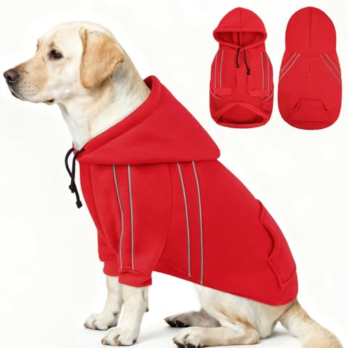 ASENKU Abrigo Perro Pequeño Mediano Grande de Invierno, Chaqueta Perro con Tiras Reflectantes Seguras, Ropa para Perros a Prueba de Viento con Forro Polar y Orificio para Arnés