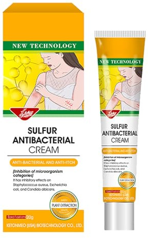 Mnozreo Crema Antifúngico,Crema de Sulfur,Irritación Inflamatoria de la Piel,Antifúngica Para la Piel Alivia Los Pruritos,Ungüento para la Psoriasis,20G