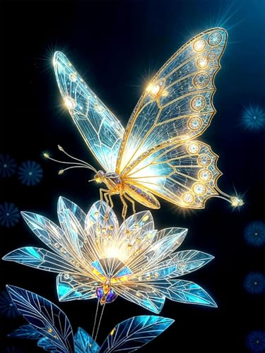 Diamond Painting 5D Mariposa – Pintura de Diamantes para Adultos, DIY Kit Completo, Cuadro de Diamantes para Decoración de Pared, Manualidades Creativas, Relajación y Regalo Artístico 30 x40 cm