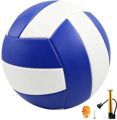 LYPPUL Strandvolleyboll, mjuk volleyboll, vattentät, mjuk vid beröring, med pump för strand, pool, inomhus och utomhus (blå och vit)