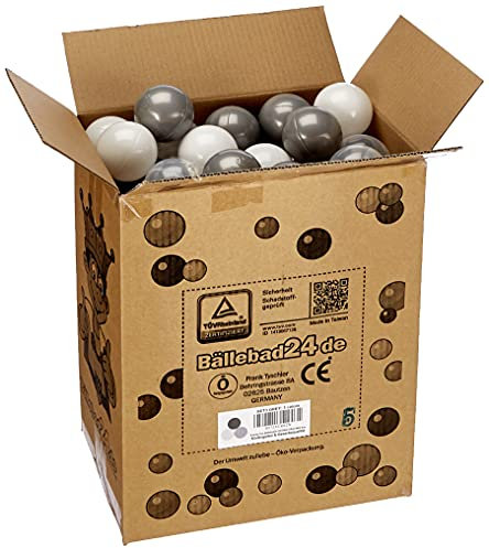 koenig-tom bällebad24-100 Stück Bällebad Bälle 6cm Grau-Mix in Kindergarten & Gewerbequalität