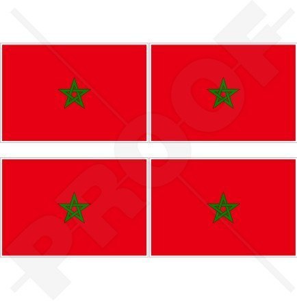 MAROKKO Marokkanische Flagge Westafrika, Marokko Afrikanisch 50mm Auto & Motorrad Aufkleber, x4 Vinyl Stickers