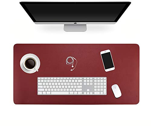 ele Eleoption, Schreibtischunterlage, erweitertes Mauspad, PU-Leder, multifunktionale, wasserdichte Schreibtischmatte, doppelseitig, ultradünn, großes Pad für Büro und Zuhause 120x60cm schwarz / rot