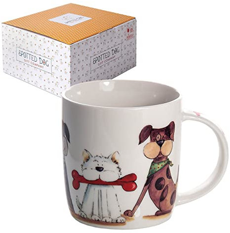 SPOTTED DOG GIFT COMPANY Dog Mug - 350ml Ceramic China Coffee Mug & Tea Cup - Cute Dogs Themed - Dog Lover Gifts & Presents for Women, Men & Kids