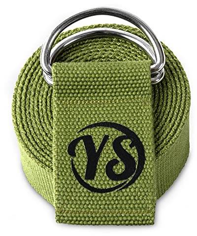 Yoga Studio YS/Strap/DRing/2.5/Green, Cinghia da Cintura da 2,5 m con Fibbia ad Anello in Metallo (Verde) Unisex-Adulto, Size Dimension-38mm x 2.5m