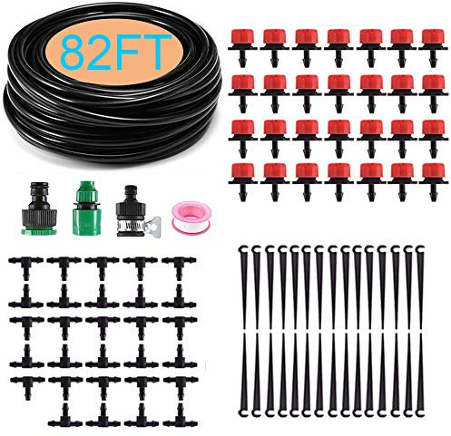 Garten BewässerungsSystem, Garten Bewässerung Kit, 25M/82FT Bewässerungsrohre, Automatik Tröpfchenbewässerung Gartenbewässerung Misting Kühlsystem für Landschaft Flower Bed Terrasse Pflanzen