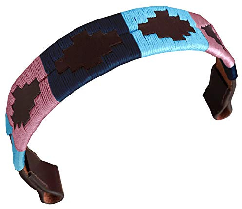 Carlos Diaz Designer Echtes Leder Gewachstes Besticktes Gaucho Polo Pferd Zaumzeug Stirnband (Kleines Pferd 15 Zoll)